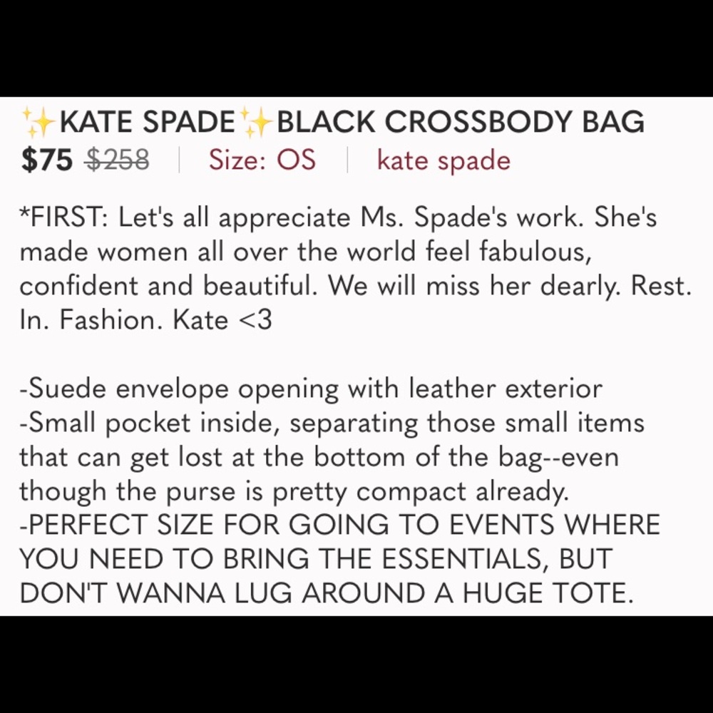 ✨KATE SPADE✨BLACK CROSSBODY BAG - Picture 4 of 4
